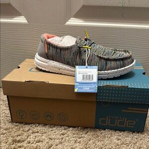 Hey Dude Wendy Youth Peacock Colorful Woven Slip-Ons